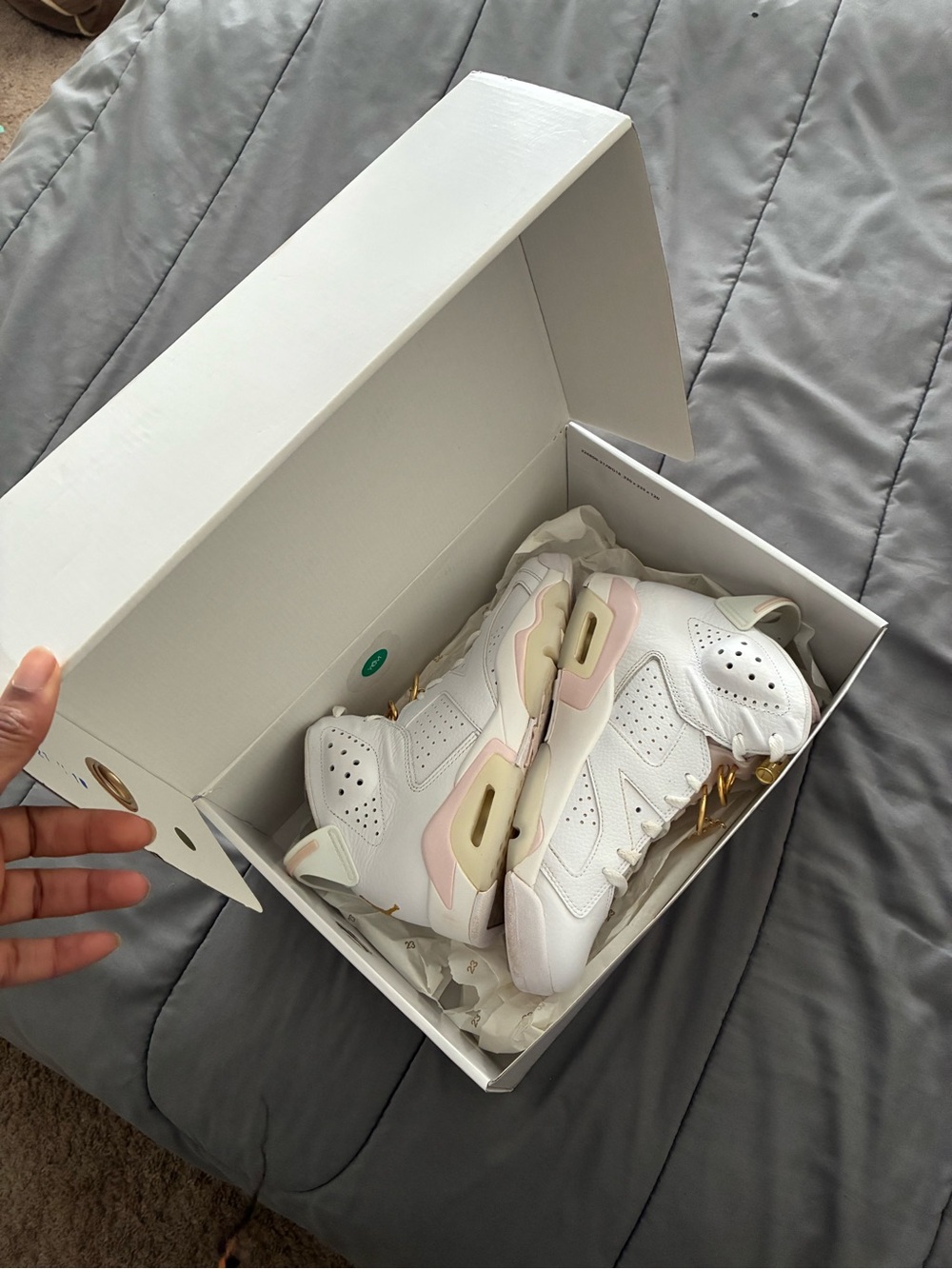 Jordan Women’s White and Light Pink High-Top Sneakers